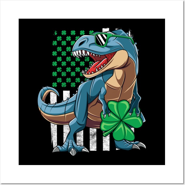 Irish Dinosaur T-Rex St Patrick's Day Gift For Boys Kids Wall Art by HCMGift